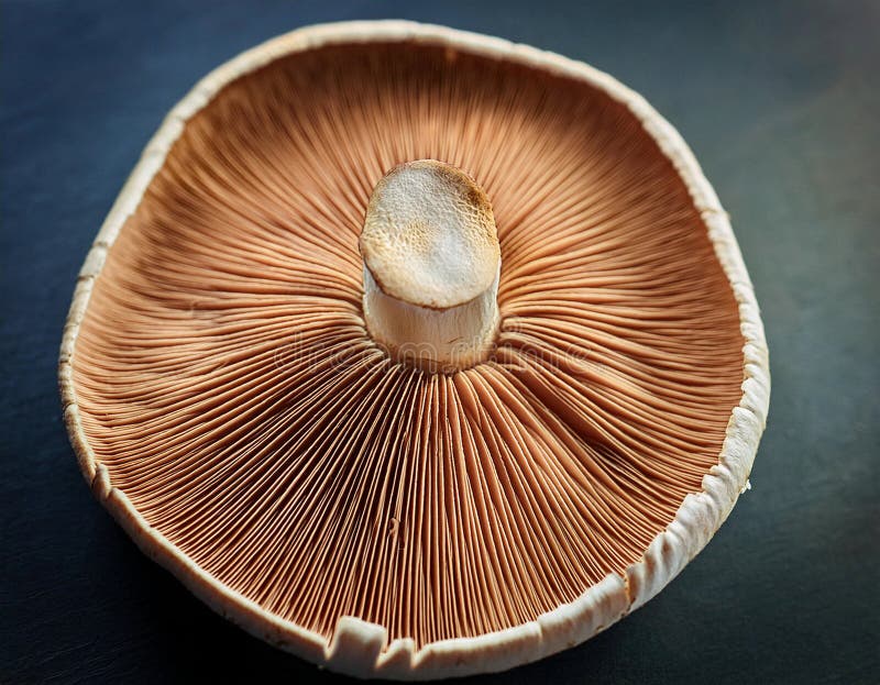 Array of mushroom gills, creating symmetrical patterns in close-up vector illustration