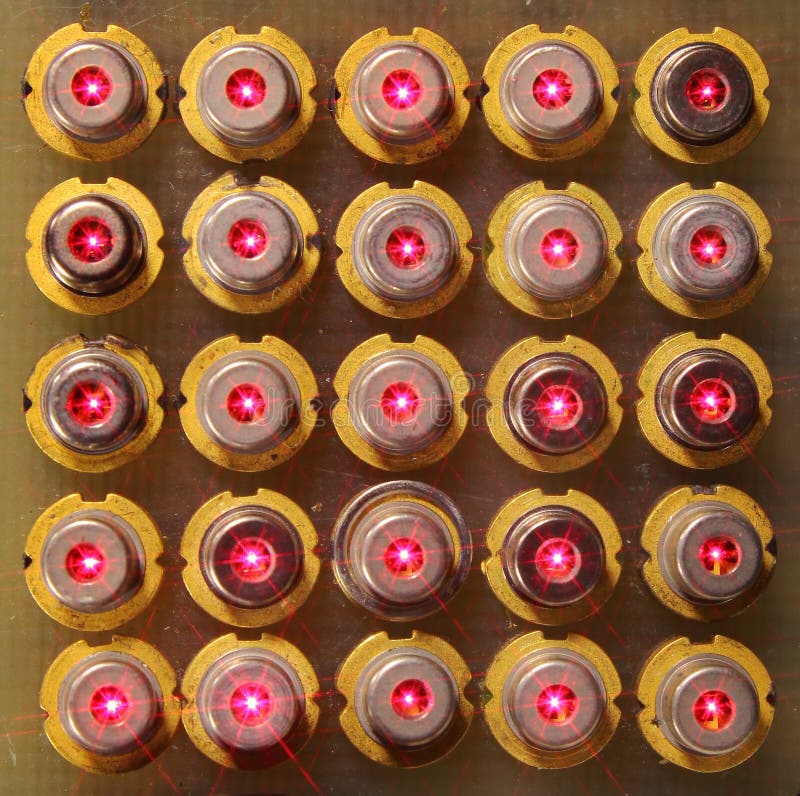 Array of small red semiconductor lasers. Small array stock images, royalty-free photos and pictures
