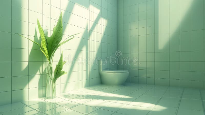 Arredamento moderno per il bagno con piastrelle geometriche bianche e WC fotografia stock libera da diritti