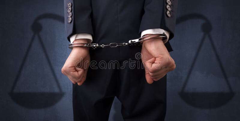 Arrested man with balance on the background