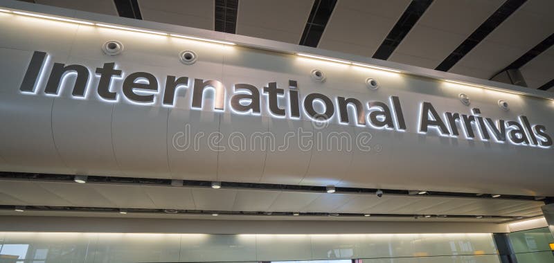 Arriving at London Heathrow Airport Terminal 2 - LONDON, ENGLAND - SEPTEMBER 14, 2016 stock photography