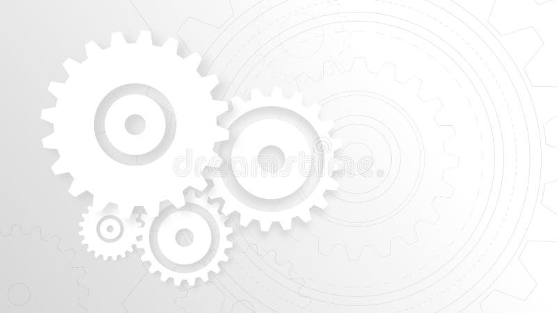 Arrière-plan abstrait blanc filant le groupe de roue. métaphore travail d'équipe et concept de technologie d'ingénierie illustration libre de droits