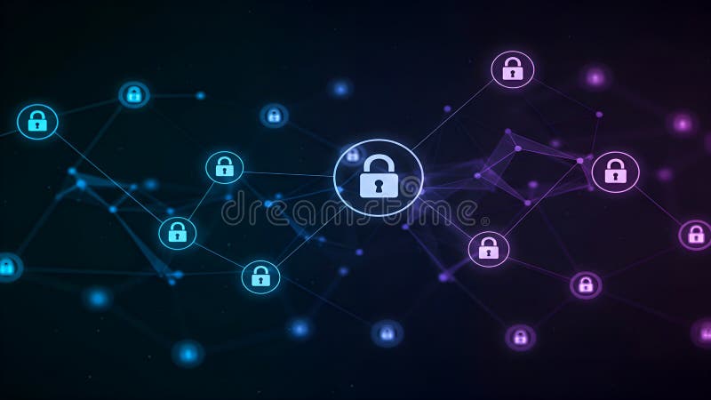 Arrière-plan de la technologie de protection des données et des blockchain sécurisés image stock