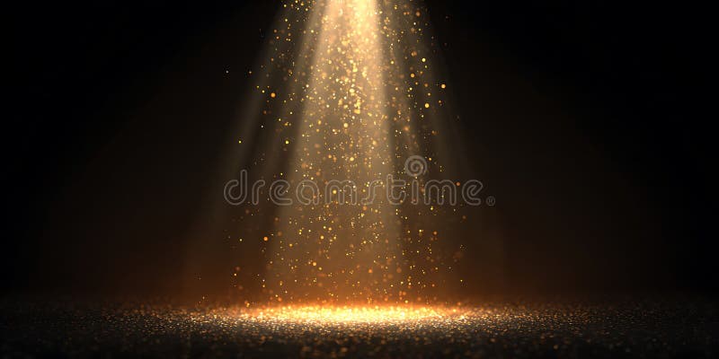Arrière-plan de poutre d'or effet de lumière avec particules illustration de vecteur