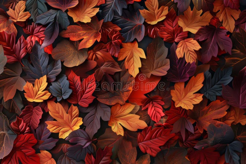 Arrière-plan des feuilles d'automne : feuillage automne coloré dans les tons rouge orange et or illustration stock