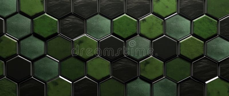 Black and green hexagon background. High quality photo. Black and green hexagon background. High quality photo