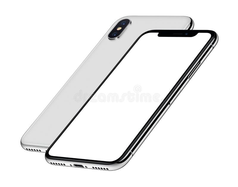 Arrières avant et un de maquette isométrique blanche de smartphones derrière l'autre illustration libre de droits Arrières avant et un de maquette isométrique blanche de smartphones derrière l'autre illustration libre de droits