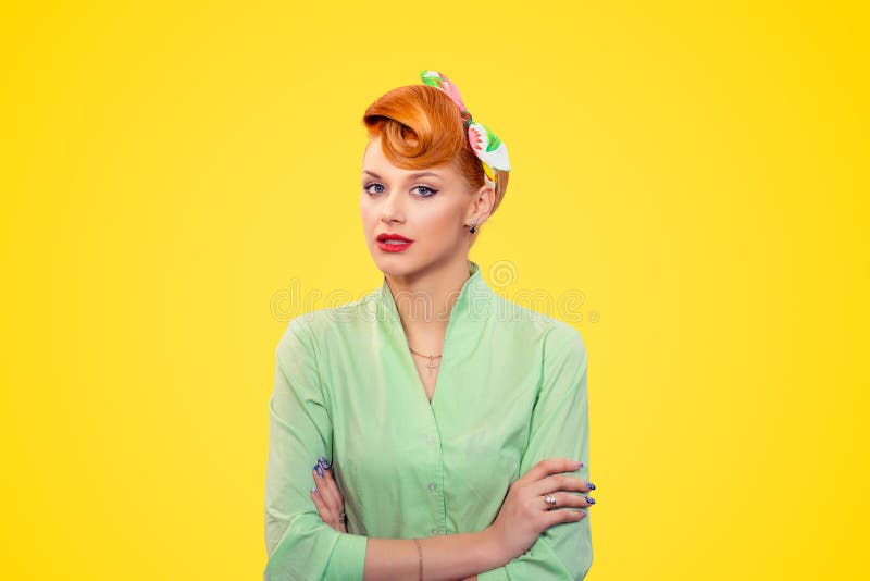 Pinup girl looking with arrogance at camera stock images Pinup girl looking with arrogance at camera stock images