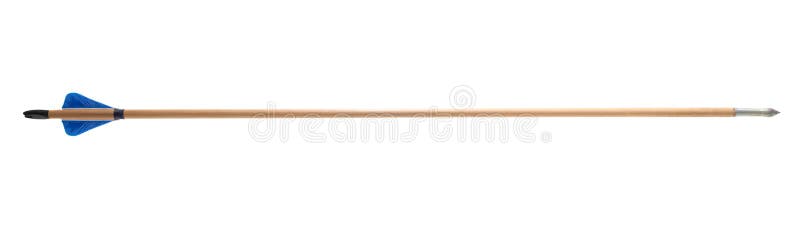 Arrow with blue feather isolated on white