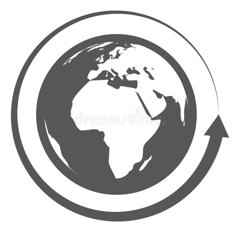 Arrow around planet icon. Earth orbit symbol vector illustration