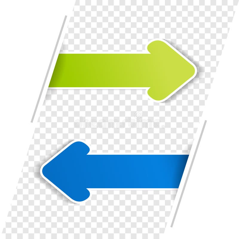 Arrow banners. Green and blue arrow on the transparency bacground. stock illustration