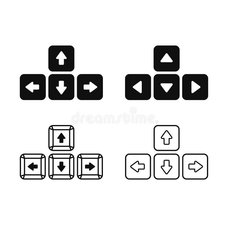 Arrow Button on Keyboard Icon Set. Vector vector illustration