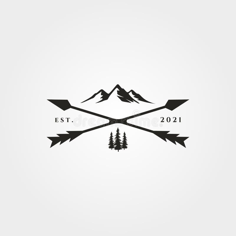 Arrow cross adventure outdoor logo vector vintage symbol ilustracji projekt vintage symbol górski design ilustracji