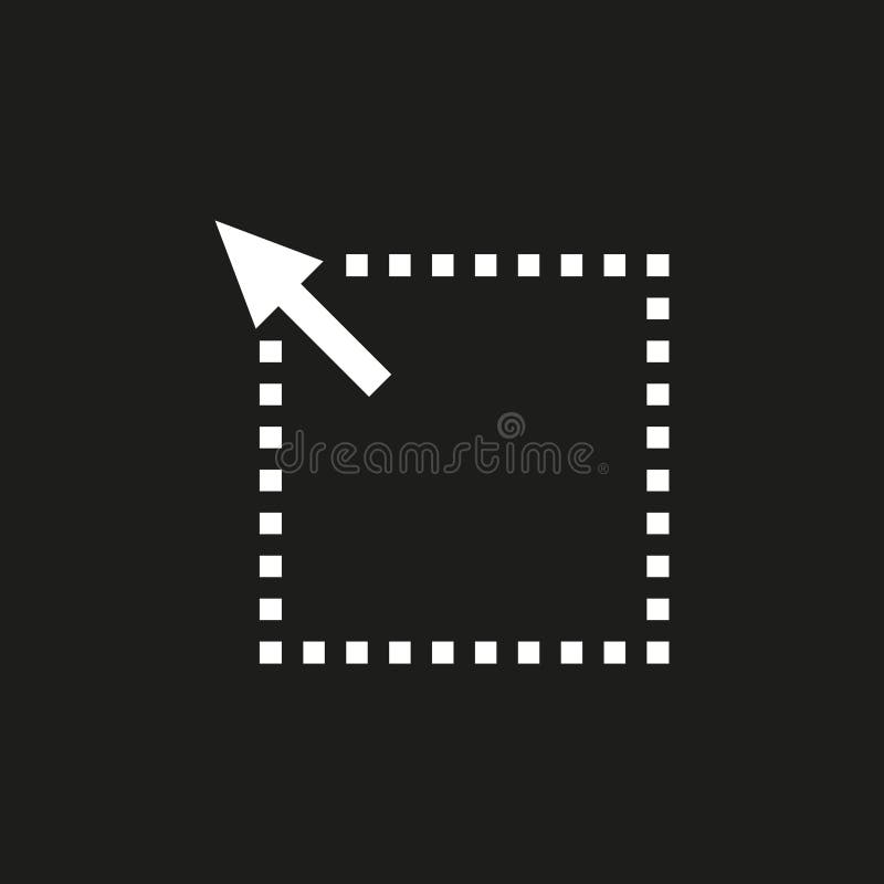 Arrow cursor icon. Dotted square border. Bold black background. Minimalist vector graphic. vector illustration