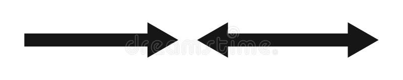 Arrow and double arrow icons. Look here symbols. Black horizontal pointer, direction, location and reverse, two side royalty free illustration