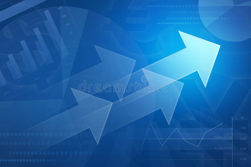 Arrow on financial graph and chart for business background royalty free illustration Arrow on financial graph and chart for business background royalty free illustration