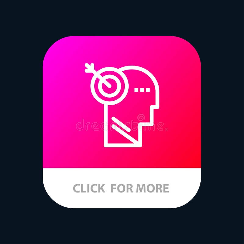 Arrow, Focus, Precision, Target Mobile App Button. Android and IOS Line Version stock illustration
