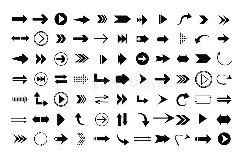 Arrows big black set icons royalty free illustration