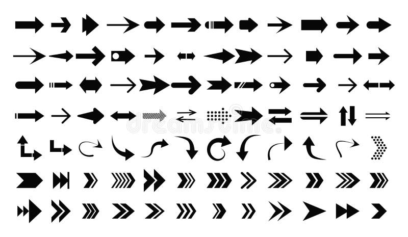 Arrows big black set icons stock illustration