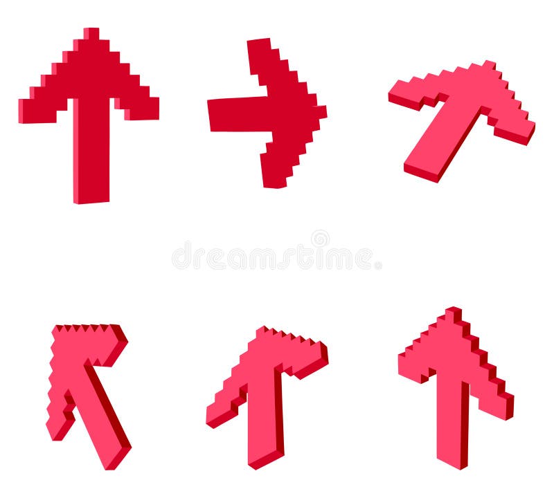 Arrow icons of 3D pixel art for design project vector illustration