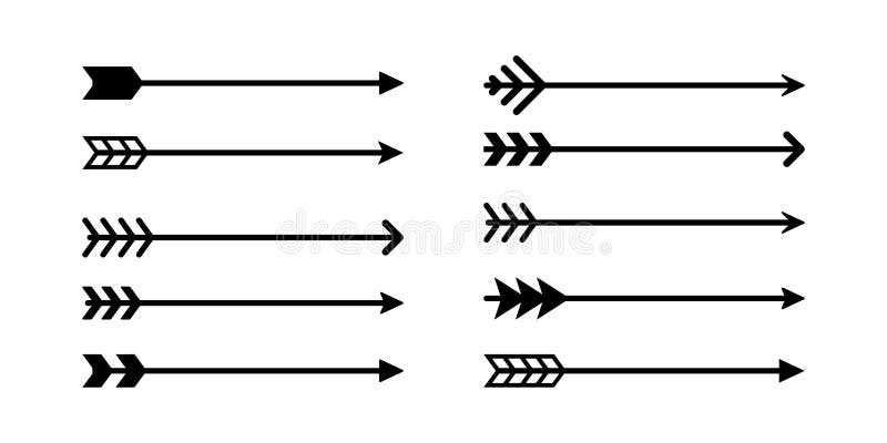 Arrow icons collection. Vector isolated elements. Hipster arrow. Tribal arrow. Black arrow icon vector collection royalty free illustration