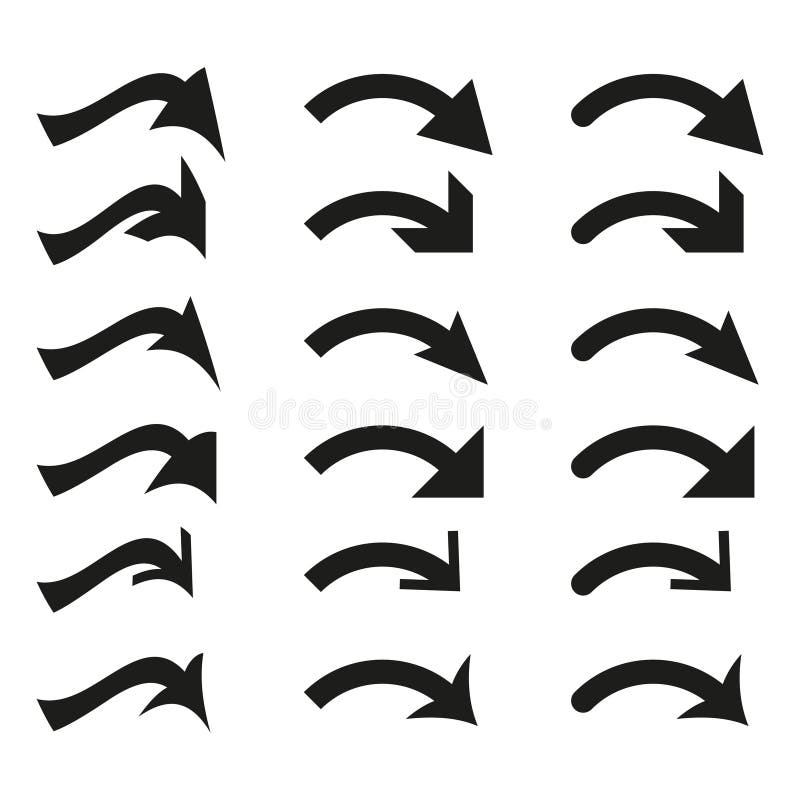 Arrow icons set. Direction symbols collection. Vector pointer shapes. Geometric graphic arrows. vector illustration