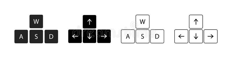 Arrow keyboard. Arrows direction on keyboard. Navigation icons of down, up, left and right direction. Outline buttons isolated on vector illustration