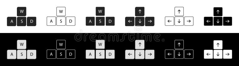 Arrow keyboard. Arrows navigation on keyboard. Icon of down, up, left and right direction. Outline buttons isolated on white and royalty free illustration