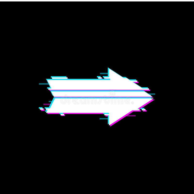 Arrow Pointing Right, Glitch Effect, Noise Defect Stock Vector
