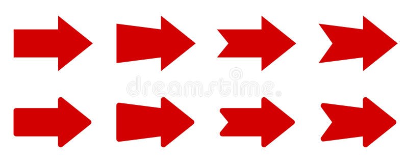 Arrow set icons, different voluminous arrow right isolated stock illustration
