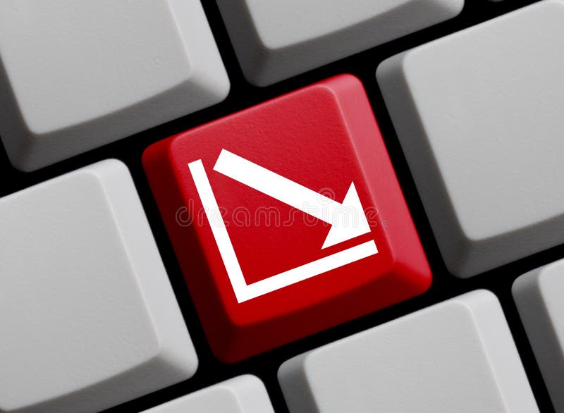 Arrow showing down on computer keyboard - 3D illustration stock illustration