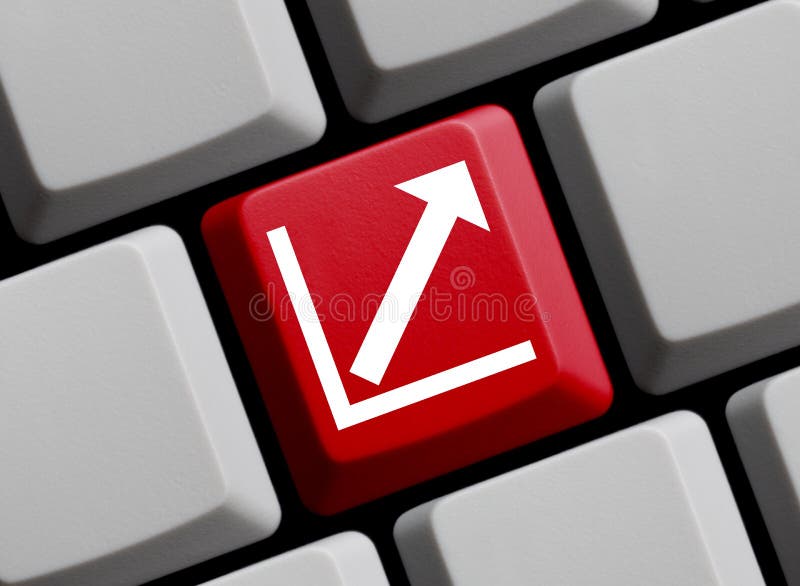 Arrow showing up on computer keyboard - 3D illustration vector illustration