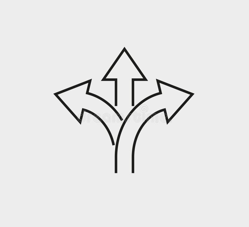 Arrow Way or Three-way Icon. Three Arrow and Road Direction Vector