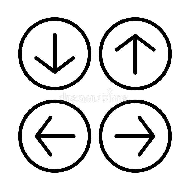 Arrow Web Icon Vector Button. Direction Next Down Up Left Rignt Back  Previous Forward Symbol. Isolated Line on White Background Stock  Illustration - Illustration of button, direction: 187865940