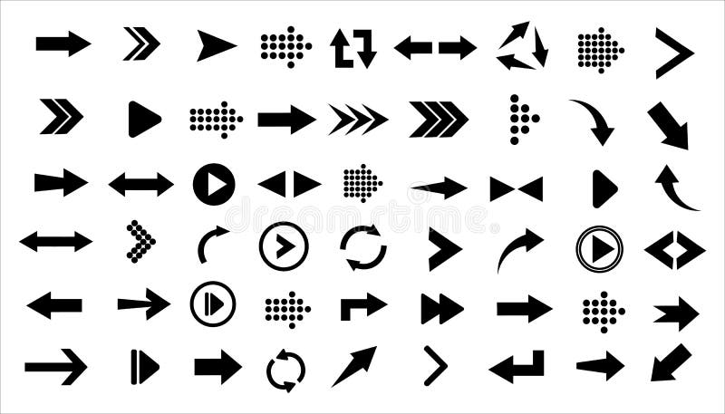 Arrows big black set vector illustration