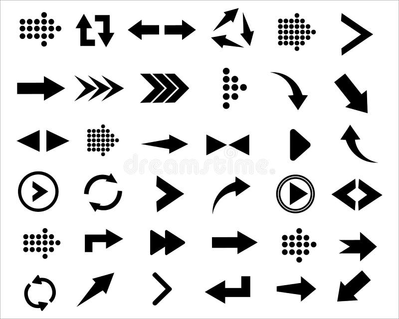 Arrows big black set vector illustration
