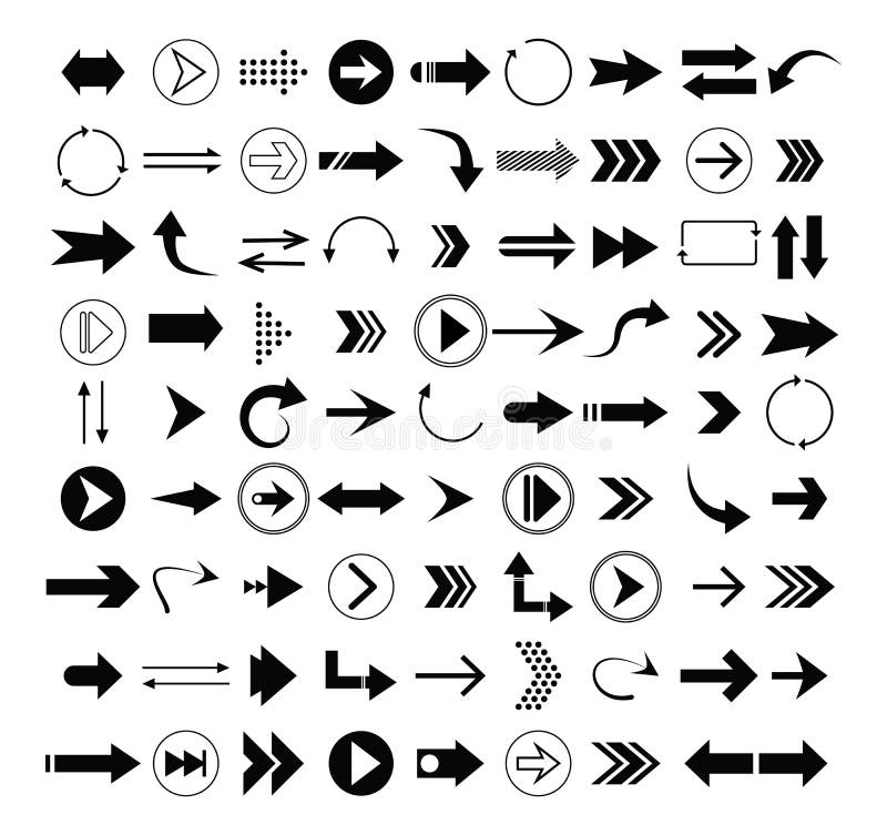 Arrows big black set icons vector illustration