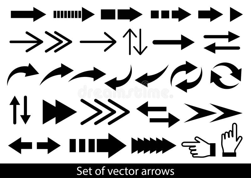 Arrows big black set icons. Arrow vector collection. Cursor. Modern simple arrows. Vector illustration