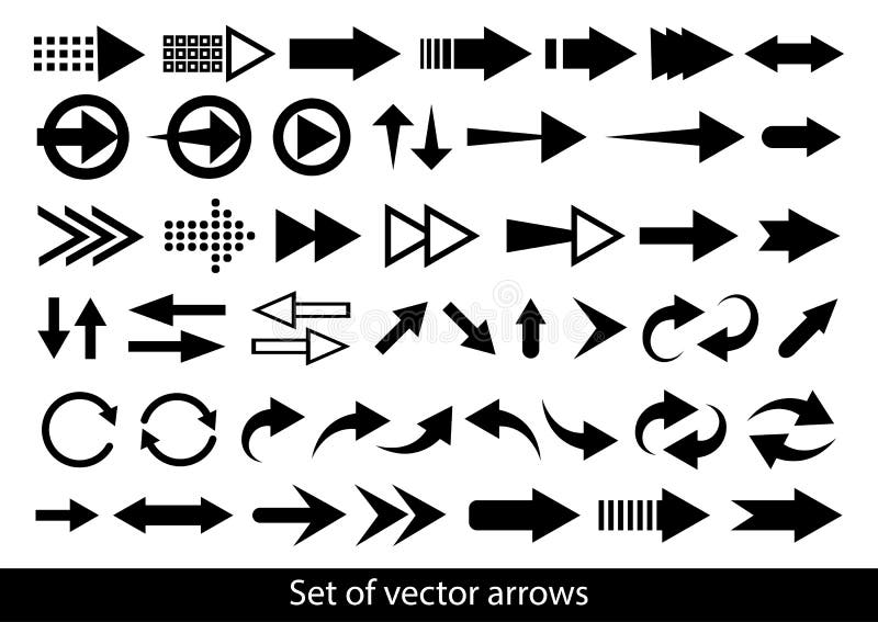 Arrows big black set icons.  Arrow vector collection.  Cursor. Modern simple arrows. Vector illustration