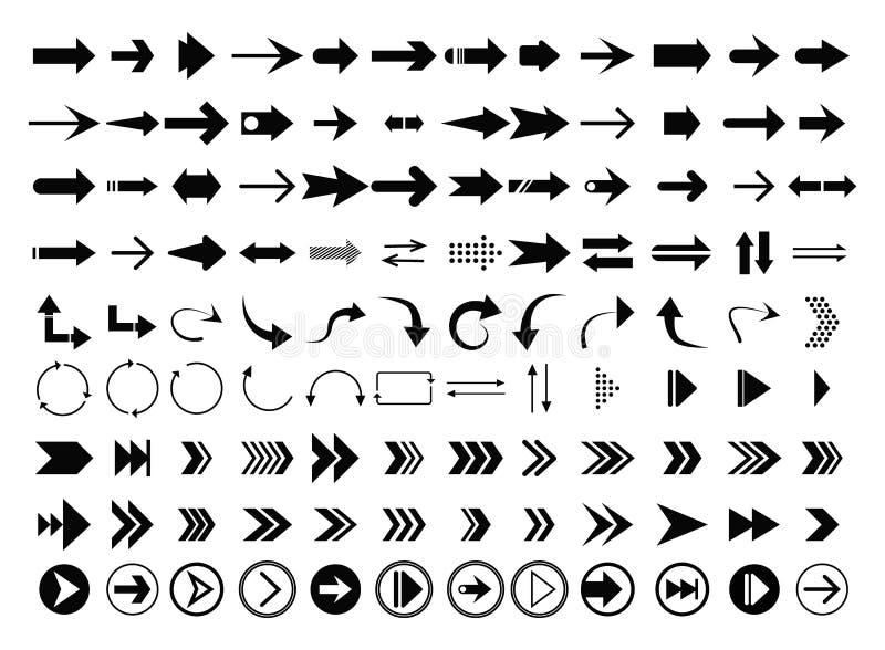 Arrows big black set icons vector illustration
