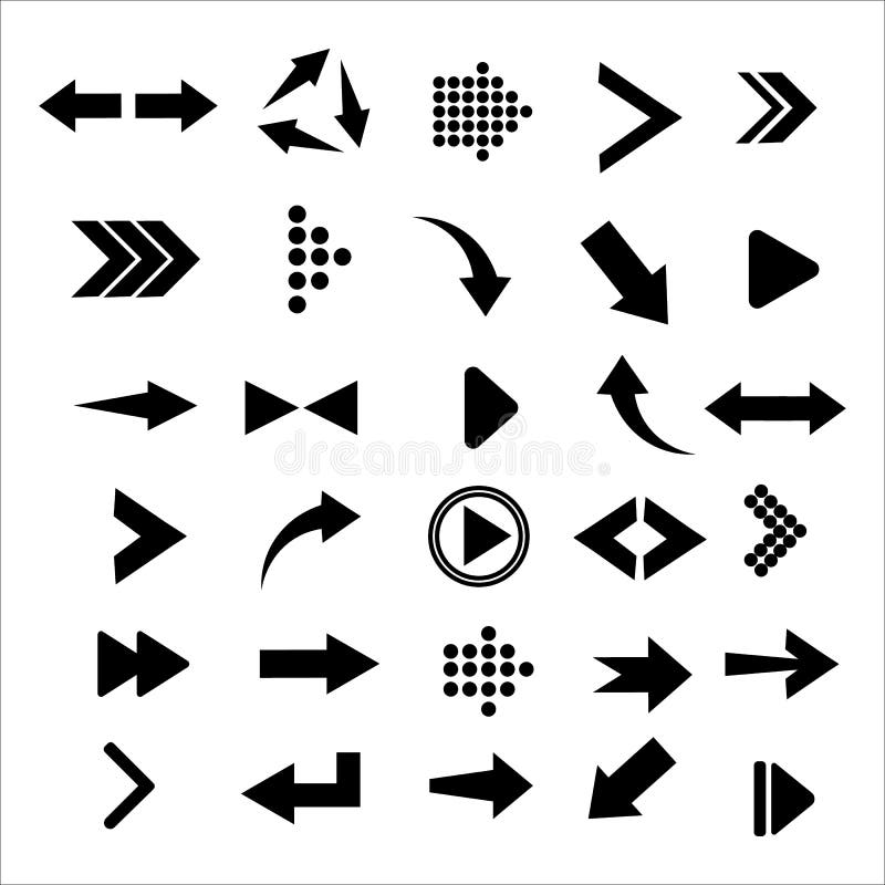Arrows big black set vector illustration