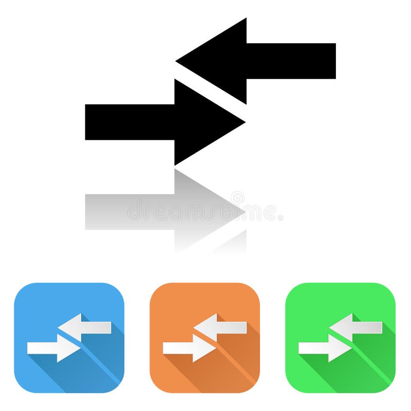 Arrows icon. Colored set of right and left arrow symbols vector illustration Arrows icon. Colored set of right and left arrow symbols vector illustration