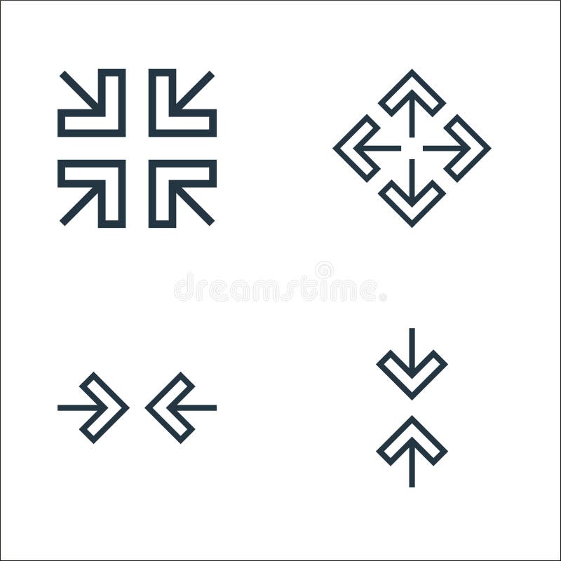 Arrows line icons. linear set. quality vector line set such as collapse, collapse, expand stock illustration
