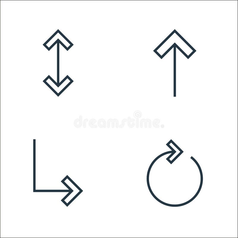 Arrows line icons. linear set. quality vector line set such as refresh, turn right, up arrow royalty free illustration