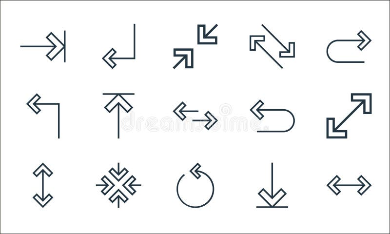Arrows line icons. linear set. quality vector line set such as scale, refresh, scale, download, minimize, turn left, undo, arrows, turn left