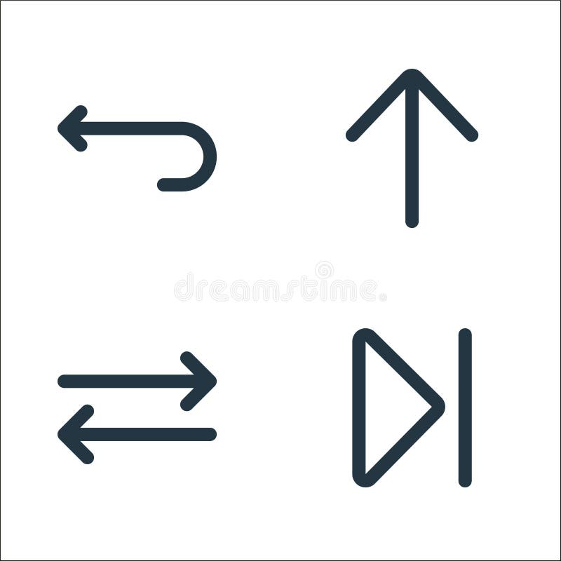 Arrows line icons. linear set. quality vector line set such as skip, switch, up arrow royalty free illustration
