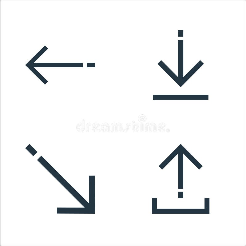 Arrows line icons. linear set. quality vector line set such as upload file, diagonal arrow, download royalty free illustration