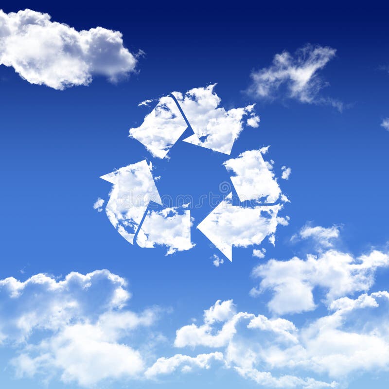 Cloudshaped Icon Recycling in a Blue Sky Stock Illustration