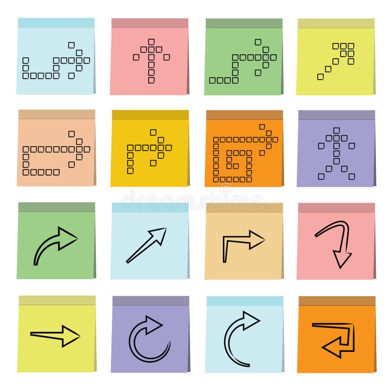 Arrows sticky note paper stock illustration. Illustration of element