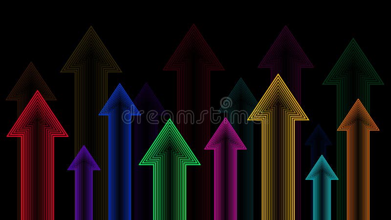 Arrows up, neon color gradient, illustration vector royalty free illustration